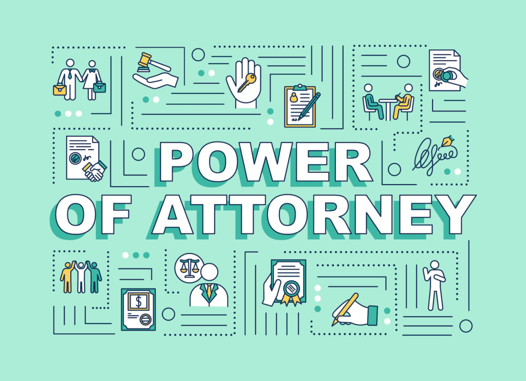 Power of attorney word concepts banner. Legal representative. Letter of authorization.