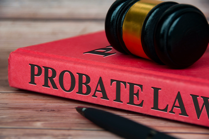 Probate law book with gavel on top. Legal and law concept.