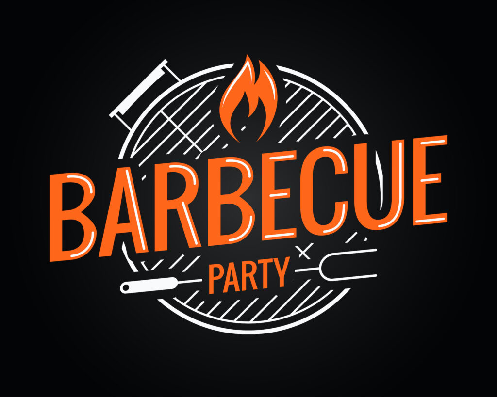 Barbecue grill logo on black background 8 eps
