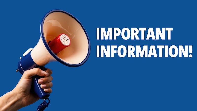 "IMPORTANT INFORMATION!" text words inscription on the background of a megaphone