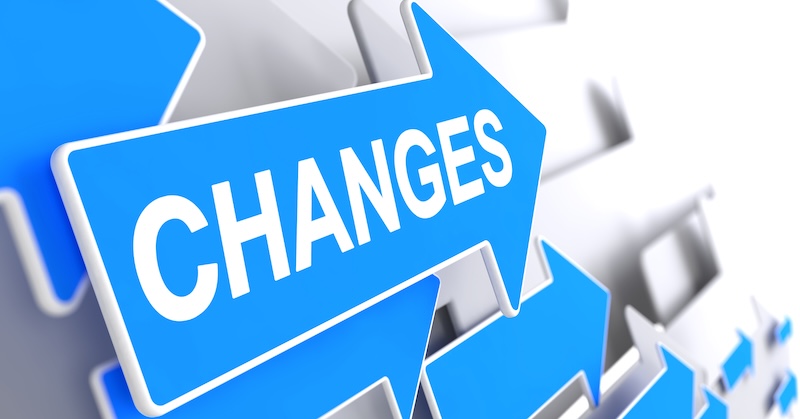 Changes - Blue Pointer with a Text Indicates the Direction of Movement. Changes, Label on Blue Arrow. 3D Illustration.