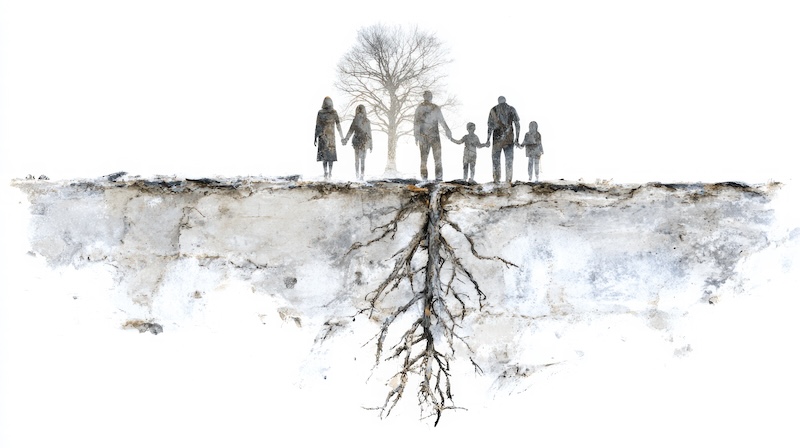 Conceptual image symbolizing intergenerational trauma and family legacy. stress test estate plan