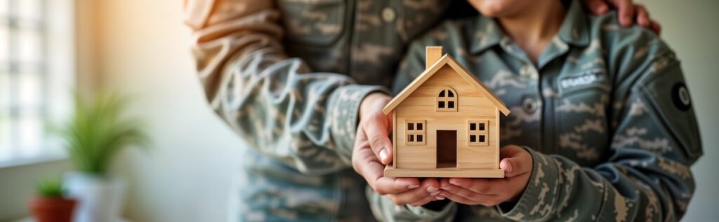 Military couple holds small wooden house model. Soldier and spouse show, homeownership dream. Real estate veteran benefit. Family new home. Housing program. SSUCv3H4sIAP0SQmcC/3VRQW7jMAz8SqDzBogjN7b3uou97QuKHmiJTYjIoiHJXSwC/72k4vTQojdyOJoZkTczQiZnfu5uhkJYcklQiKMAhx87kzB6TFvzluzpsNVAUjRSoKfCiSBs/QjFXSJMKH1cQlgFywXKkjFXl9eEONN1o/uEMOVCld8o2UHBsyhu9Ee855tOpDB/mP0Oot/9ThSvRvWXUQd/KTsMASLyko1ofTz5hQHHREVFv+W/6LfOGN1/NV7X+v2AcA/+rOPrv4JpqsF0DIsnrinf2EFQ3FacZkhw55mJPepyjDrPiae5RtJ80pKjeH7ocbnUZUtuXmJJGsQ0Q6cvA/MMY9A1vYoVCnSBnIXnH1DdnlyQp4dg5FLDV28vi62C1nanvj3YpuvtsT32g/m40YXkefW9mWUODB7956t19mj14dfz3Sdt/7Ter87uSv7z1U3TDkoc+qbugNTADMOhRbT9HmAc9m07uv3Yuaf9SeChb5uTP3ZmfQc4TR0+rgIAAA==