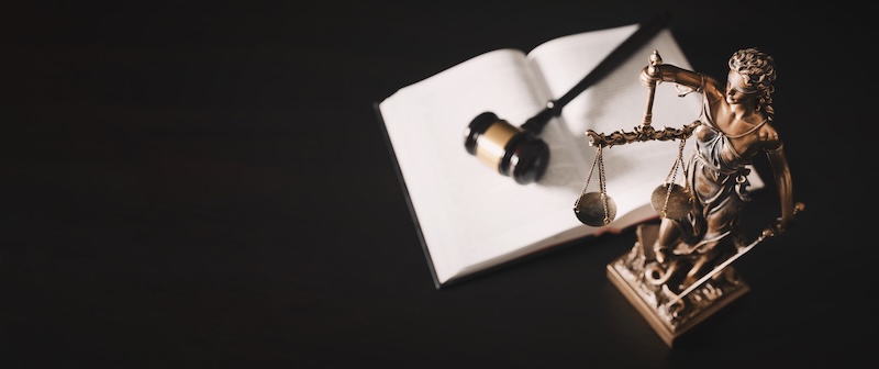 Lady justice. Statue of Justice in library. Legal and law background concept