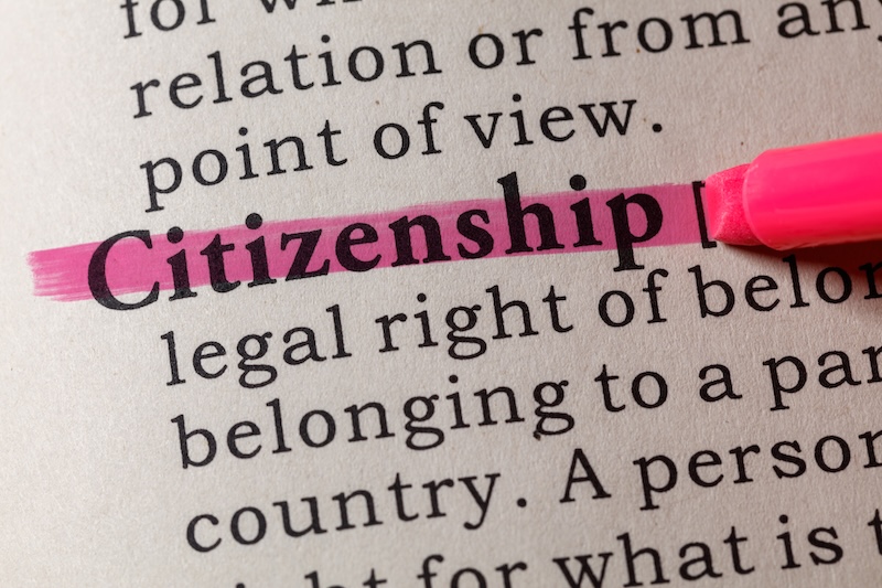 Fake Dictionary, Dictionary definition of the word citizenship. including key descriptive words.