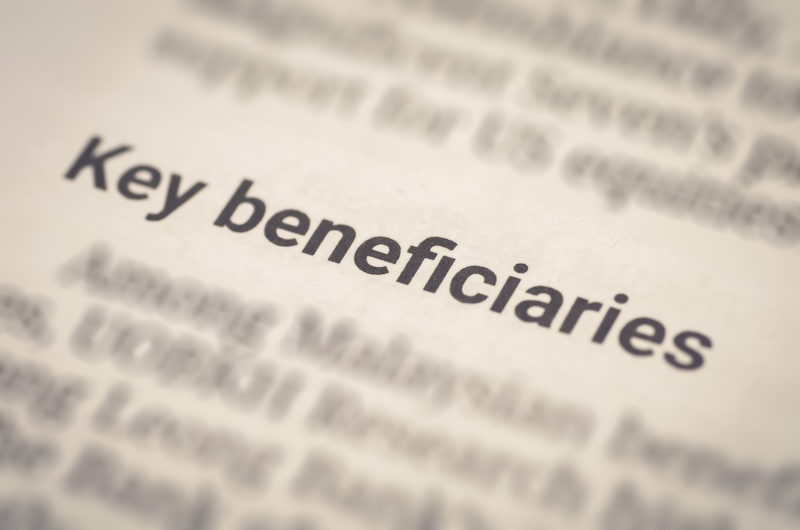 Document Highlighting 'Key Beneficiaries' Phrase Emphasizing Financial or Legal Recipient Identification